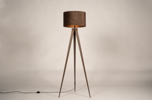 vloerlamp 31803 modern stof metaal bruin rond