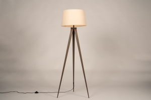 vloerlamp 31804 landelijk modern stof metaal bruin beige rond