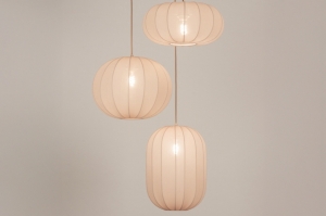 hanglamp 47395 modern stof metaal beige rond