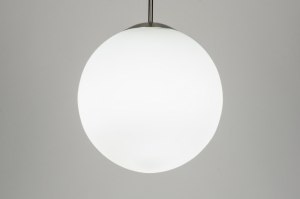 hanglamp 64883 landelijk modern retro eigentijds klassiek art deco glas wit opaalglas wit rond