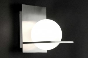 wandlamp 70468 modern retro glas wit opaalglas staal rvs metaal wit staalgrijs rond rechthoekig