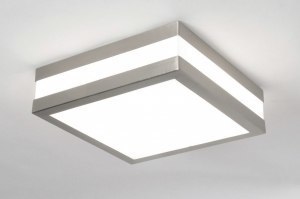 plafondlamp 70511 modern staal rvs kunststof polycarbonaat slagvast wit aluminium vierkant