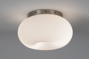 plafondlamp 70594 modern retro eigentijds klassiek glas wit opaalglas wit rond