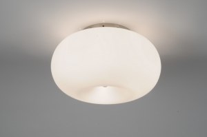 plafondlamp 70595 modern retro eigentijds klassiek glas wit opaalglas wit rond