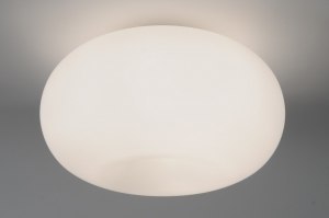 plafondlamp 70596 modern retro eigentijds klassiek glas wit opaalglas wit rond