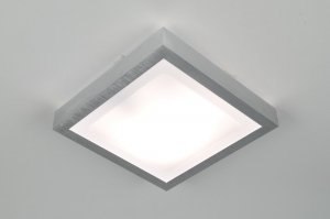 plafondlamp 70671 modern aluminium geschuurd aluminium kunststof wit aluminium vierkant