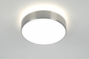 plafondlamp 70713 modern glas wit opaalglas staal rvs metaal wit staalgrijs rond