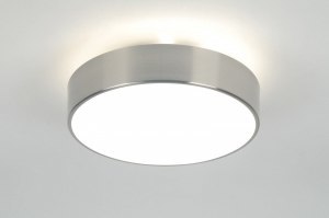 plafondlamp 70714 modern glas wit opaalglas staal rvs metaal wit staalgrijs rond