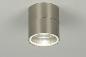 plafondlamp 70890 modern staal rvs metaal staalgrijs rond