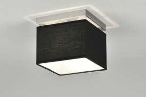 plafondlamp 71210 modern eigentijds klassiek stof zwart chroom aluminium vierkant