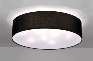 plafondlamp 71272 modern eigentijds klassiek stof zwart rond