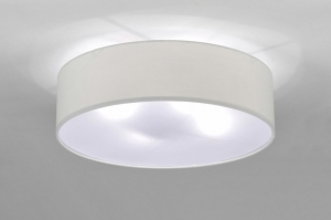 plafondlamp 71387 landelijk modern eigentijds klassiek stof wit rond