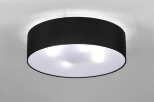 plafondlamp 71388 landelijk modern eigentijds klassiek stof zwart rond