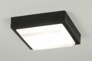 plafondlamp 71493 modern aluminium kunststof polycarbonaat metaal zwart vierkant