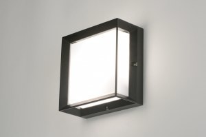 wandlamp 71518 modern aluminium kunststof polycarbonaat slagvast zwart mat vierkant