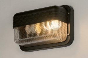 wandlamp 71577 industrieel modern aluminium kunststof polycarbonaat slagvast zwart rechthoekig