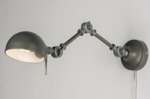 wandlamp 71596 industrieel landelijk eigentijds klassiek metaal staalgrijs rond