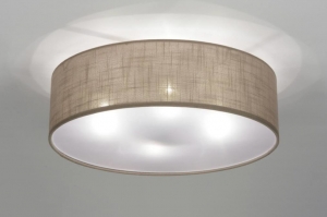 plafondlamp 71763 landelijk modern eigentijds klassiek stof bruin taupe rond