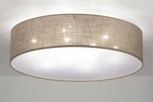 plafondlamp 71764 modern eigentijds klassiek stof bruin taupe rond