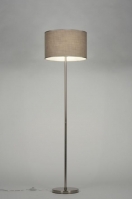 staande lamp 71808 modern eigentijds klassiek staal rvs stof taupe rond