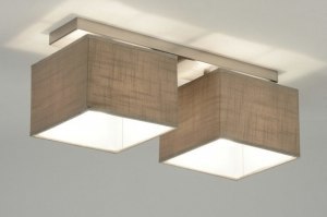 plafondlamp 71809 modern eigentijds klassiek stof taupe rechthoekig