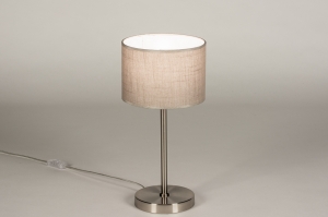 table lamp 71811 rustic modern contemporary classical stainless steel fabric taupe colored round