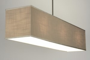 Pendelleuchte 71813 laendlich rustikal modern Stoff taupe laenglich rechteckig