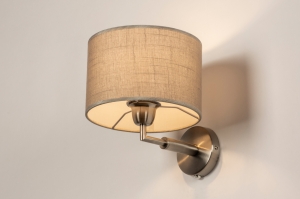 wandlamp 71814 landelijk modern eigentijds klassiek staal rvs stof grijs staalgrijs taupe rond