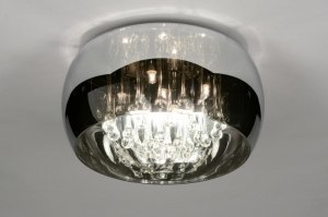 plafondlamp 71840 landelijk modern glas kristal kristalglas chroom rond