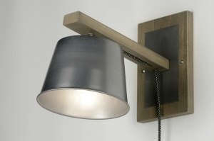 wandlamp 71869 sale industrie look landelijk rustiek modern hout aluminium metaal grijs