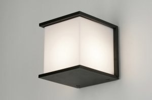 wandlamp 71916 design landelijk modern aluminium kunststof polycarbonaat slagvast zwart mat vierkant