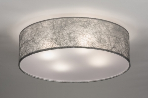 plafondlamp 72084 landelijk modern eigentijds klassiek stof grijs zilvergrijs rond