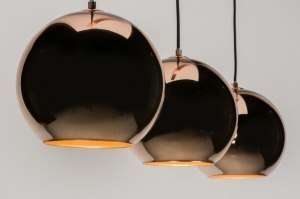 hanglamp 72092 modern retro glas koper roodkoper rond