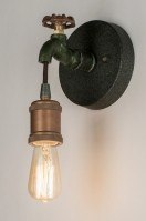 wandlamp 72382 landelijk eigentijds klassiek metaal zwart mat groen brons