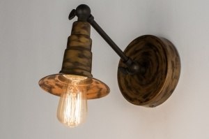 wandlamp 72384 landelijk rustiek retro klassiek eigentijds klassiek metaal brons rond