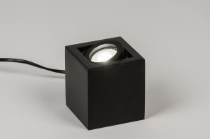 table lamp 72395 designer modern aluminium metal black matt square