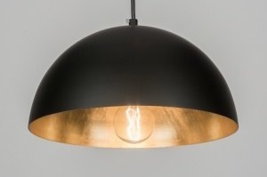 hanglamp 72495 landelijk rustiek modern eigentijds klassiek metaal zwart mat goud rond