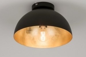 plafondlamp 72496 landelijk modern eigentijds klassiek metaal zwart mat goud rond