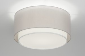 plafondlamp 72620 landelijk modern eigentijds klassiek stof grijs rond