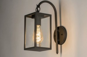 wandlamp 72711 landelijk modern aluminium metaal zwart mat rechthoekig lantaarn