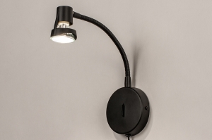 wandlamp 72843 landelijk modern eigentijds klassiek metaal zwart mat rond