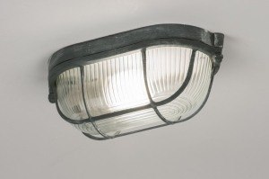 Deckenleuchte 72860 Industrielook laendlich coole Lampen grob zeitgemaess klassisch Glas klares Glas Metall grau Betongrau oval