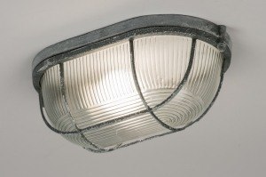 plafondlamp 72861 industrie look landelijk rustiek stoer raw eigentijds klassiek glas helder glas metaal grijs betongrijs ovaal