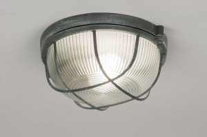 plafondlamp 72862 industrieel landelijk stoere lampen eigentijds klassiek glas helder glas metaal grijs betongrijs rond