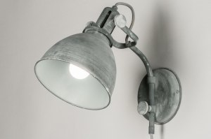 wandlamp 72888 industrieel landelijk modern stoere lampen metaal grijs betongrijs rond