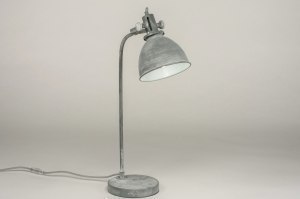 tafellamp 72889 industrieel landelijk modern stoer raw metaal grijs betongrijs rond