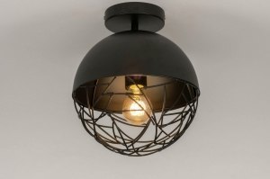 plafondlamp 72892 modern retro eigentijds klassiek metaal zwart mat rond