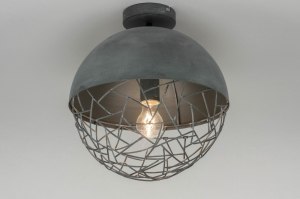 plafondlamp 72893 modern stoere lampen metaal grijs betongrijs rond