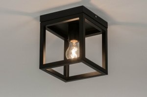 plafondlamp 72915 industrieel modern metaal zwart mat vierkant