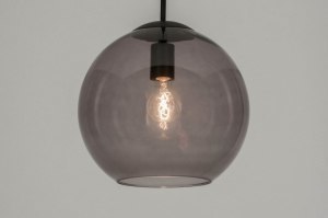 hanglamp 72940 modern retro glas zwart mat grijs rond